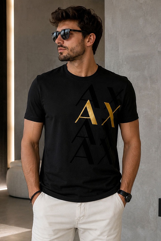Мужская чёрная футболка Armani Exchange