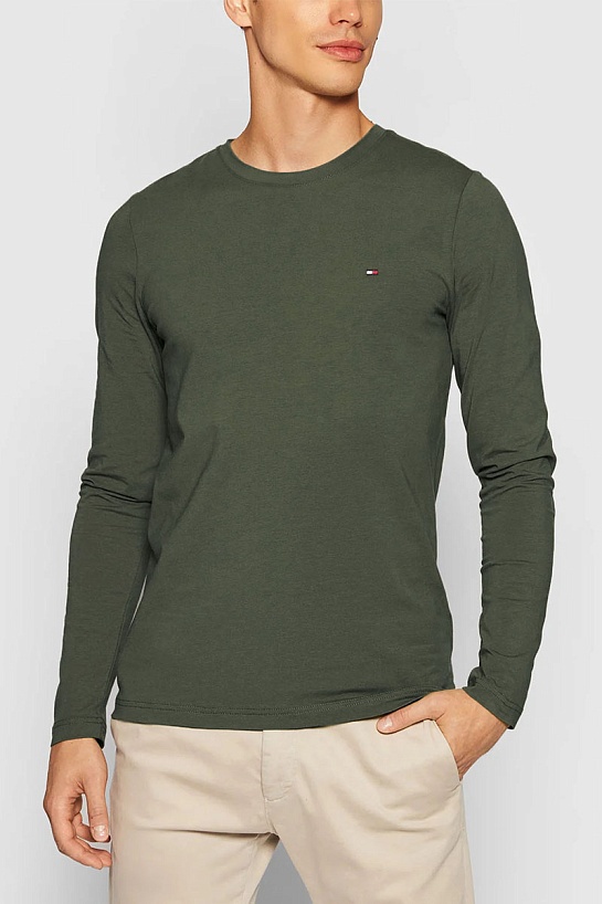 Мужской лонгслив Tommy Hilfiger зелёного цвета