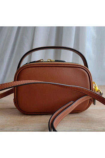 Кожаная сумка Prada Odette Mini Cognac 20x13 см   