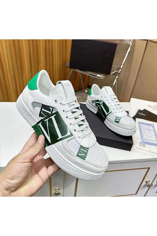 Кожаные кроссовки Valentino low-top - White / Green