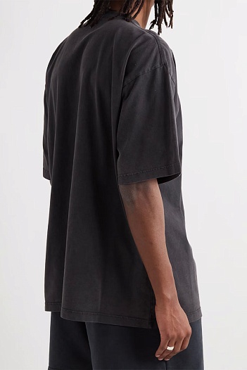 Чёрная оверсайз футболка Balenciaga Logo-Embroidered   