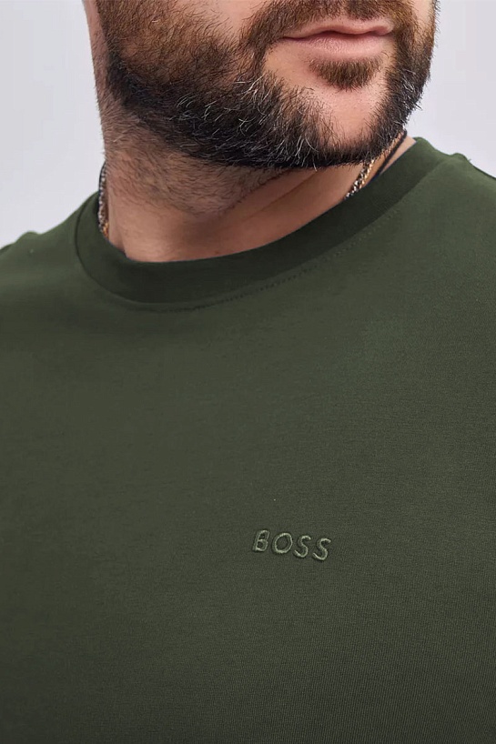 Мужской лонгслив Hugo Boss зелёного цвета