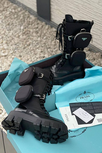 Женские сапоги Prada чёрного цвета   