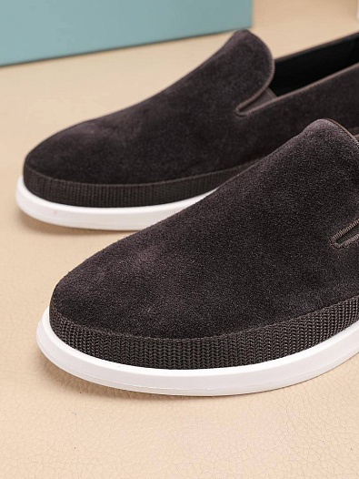 Мужские замшевые слипоны Prada Saint Tropez - Brown   