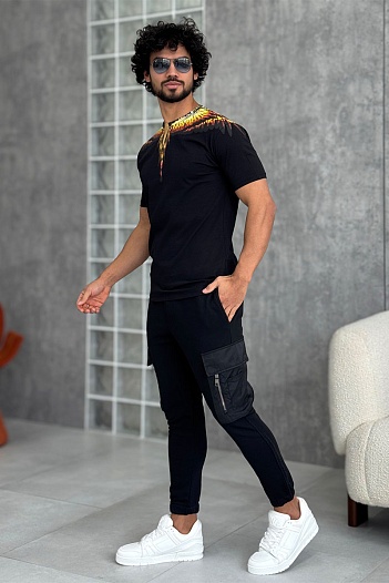 Чёрная футболка Marcelo Burlon County of Milan Solfolk Wings   