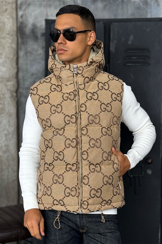 Мужской бежевый жилет Gucci GG Monogram