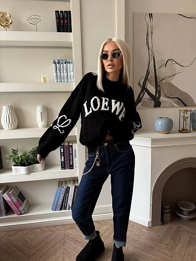 Женский шерстяной свитер Loewe premium - Black   