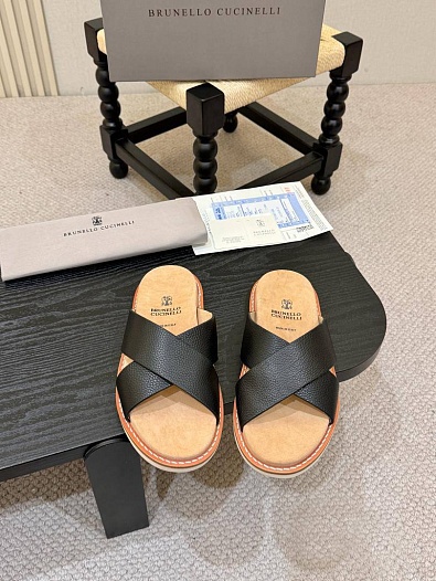 Кожаные шлёпанцы Brunello Cucinelli Crossover   
