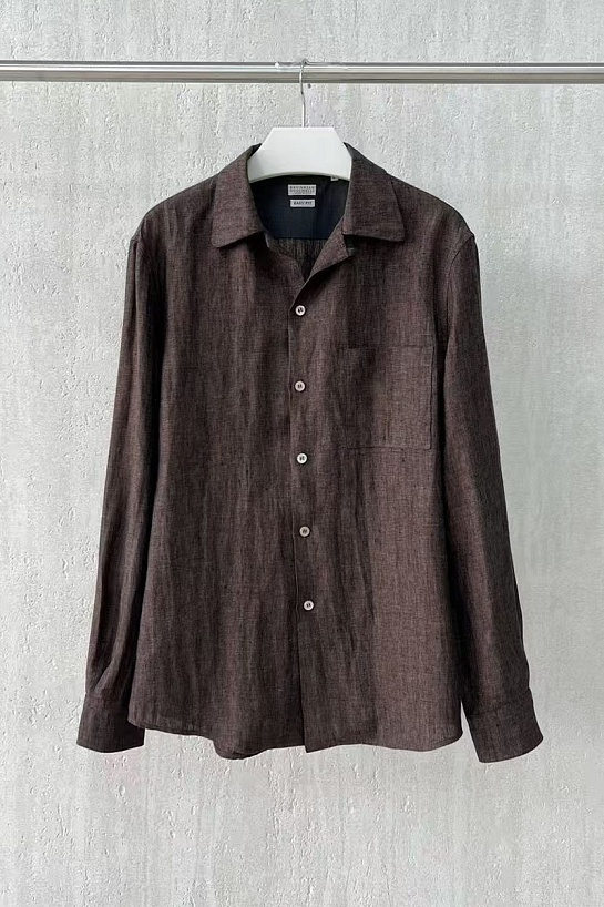 Льняная рубашка Brunello Cucinelli Premium - Brown