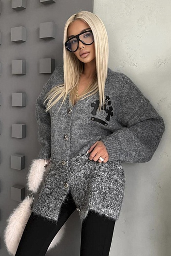 Женский удлинённый кардиган Chrome Hearts Premium   