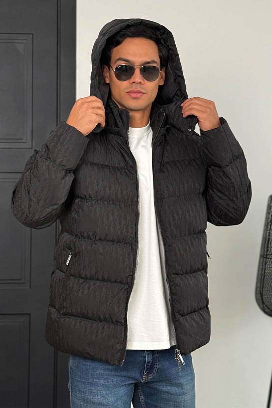 Чёрная мужская куртка Dior Oblique Technical Jacquard