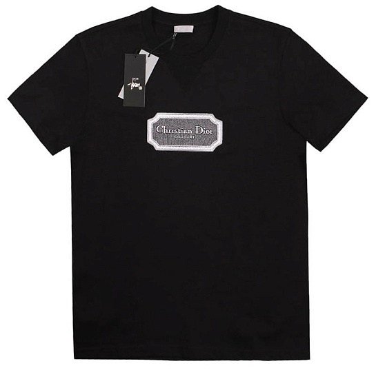 Чёрная футболка Christian Dior Couture logo-embroidered