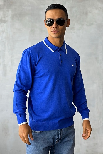 Поло с длинным рукавом Etro Pegaso logo - Blue   