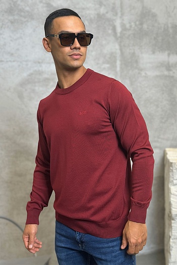 Джемпер бордового цвета Hugo Boss logo-embroidered   