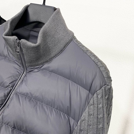Мужская вязанная куртка Moncler logo-patch - Grey   