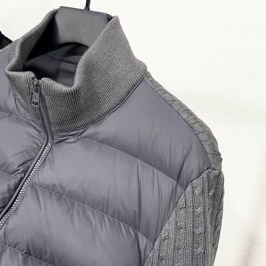 Мужская вязанная куртка Moncler logo-patch - Grey