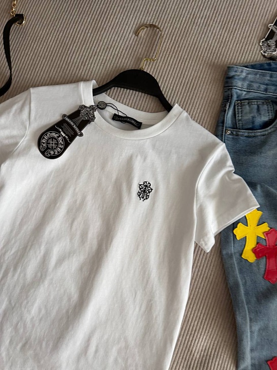 Женская белая футболка Chrome Hearts premium