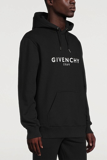 Чёрное оверсайз худи Givenchy Paris logo-print   