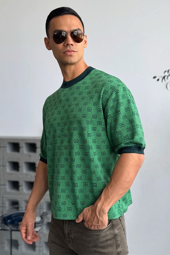 Зелёная оверсайз футболка Balenciaga