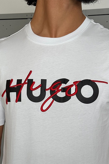 Футболка белого цвета Hugo Boss Dakaishi double logo   