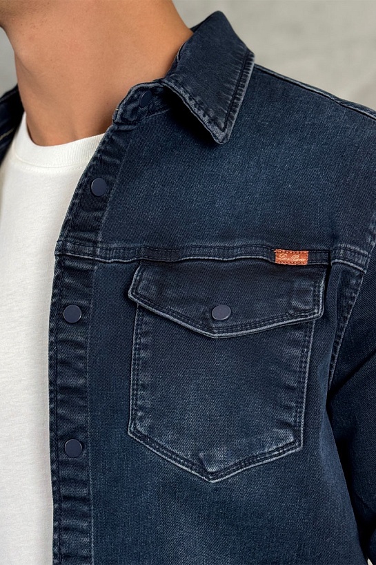 Джинсовая рубашка Loro Piana тёмно-синего цвета