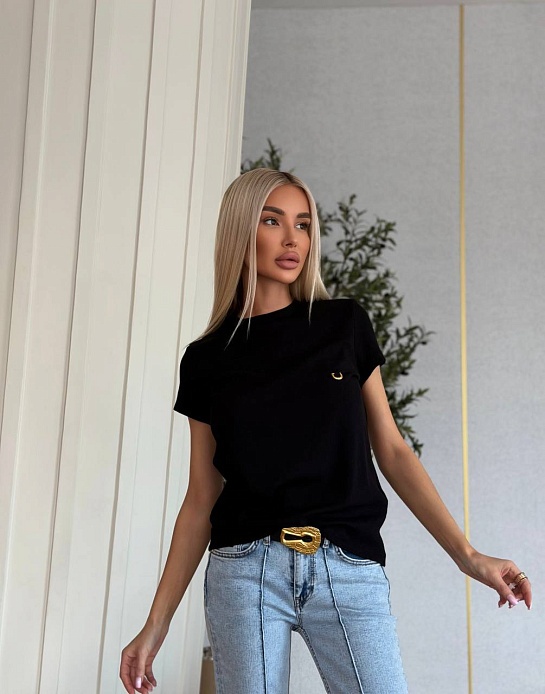 Женская чёрная футболка Schiaparelli premium