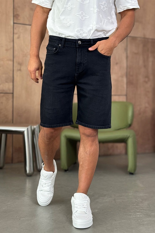 Чёрные джинсовые шорты Hugo Boss relaxed fit