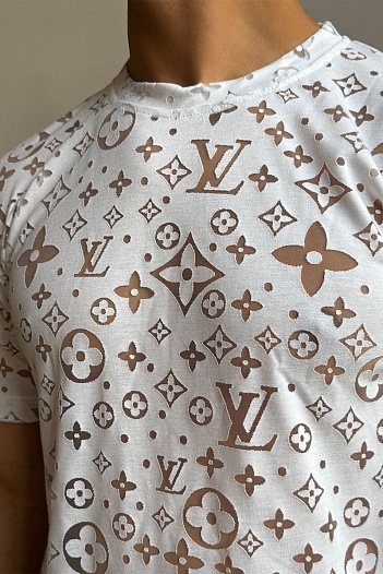 Белая мужская футболка Louis Vuitton Monogram All-over   