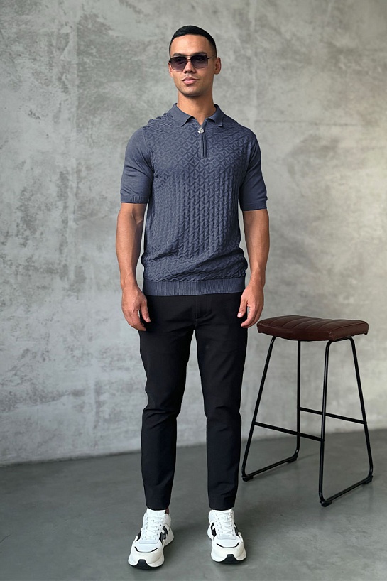 Мужское поло Stefano Ricci цвета индиго