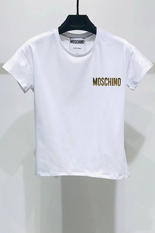 Женская белая футболка Moschino logo-print