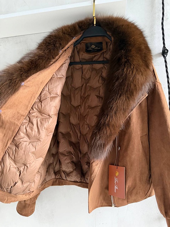 Женский бомбер с натуральным мехом Loro Piana premium