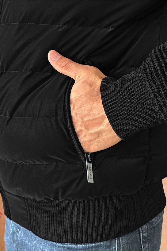 Куртка с вязаными рукавами Prada Linea Rossa - Black