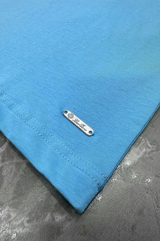 Футболка голубого цвета Loro Piana logo-embroidered