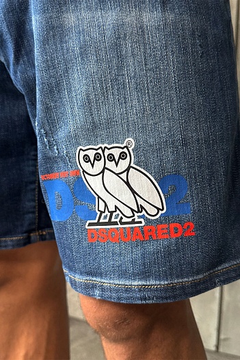 Синие джинсовые шорты Dsquared2 x OVO   