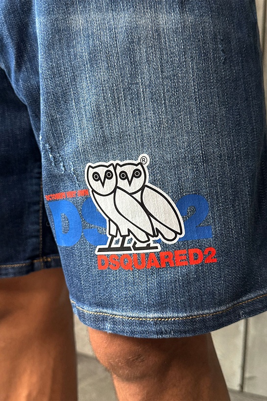 Синие джинсовые шорты Dsquared2 x OVO
