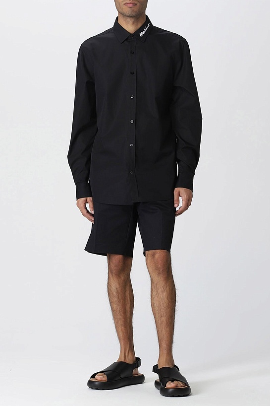 Мужская чёрная рубашка Moschino embroidered logo