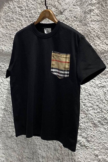 Чёрная оверсайз футболка Burberry Vintage Check pocket   