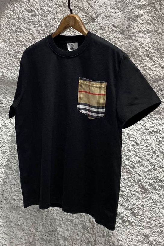 Чёрная оверсайз футболка Burberry Vintage Check pocket