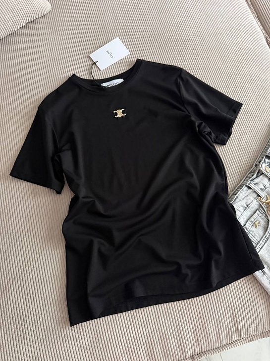 Женская чёрная футболка Celine premium