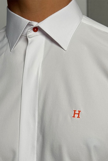 Мужская рубашка Hermes H embroidered - White   