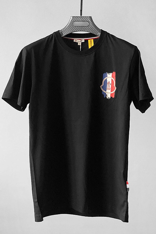 Мужская брендовая футболка Moncler чёрного цвета