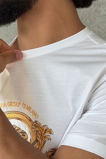 Белая футболка Versace Coupe Blason embroidered   
