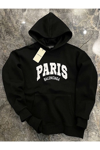 Худи чёрного цвета Balenciaga Paris logo-print   