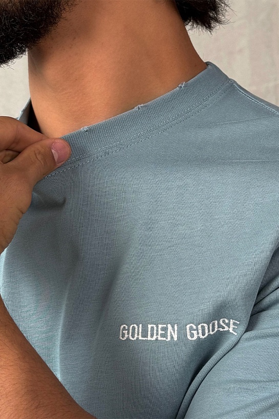 Мужская синяя футболка Golden Goose