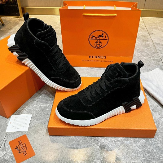 Кроссовки с мехом Hermes Bouncing high-top - Black / White   