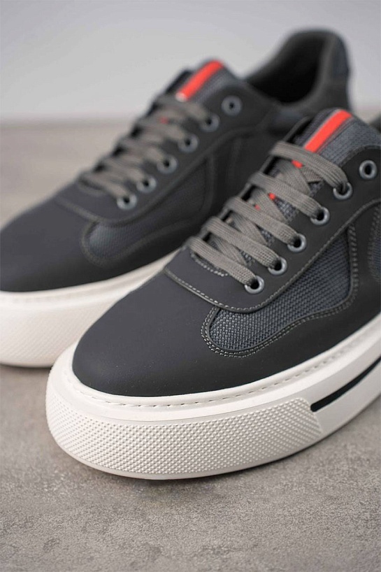 Комбинированные кроссовки Prada logo-stripe - Grey