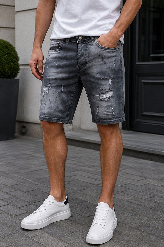 Джинсовые мужские шорты Dsquared2 "ICON" - Grey