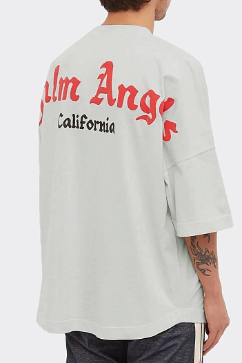 Серая оверсайз футболка Palm Angels logo-print   