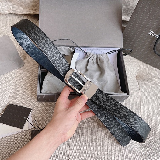 Двусторонний кожаный ремень Zegna Premium (длина 110 см, ширина 3.5 см)   