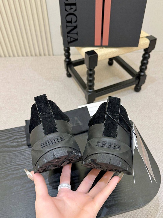 Замшевые кроссовки Zegna Triple Stitch Monte - Black